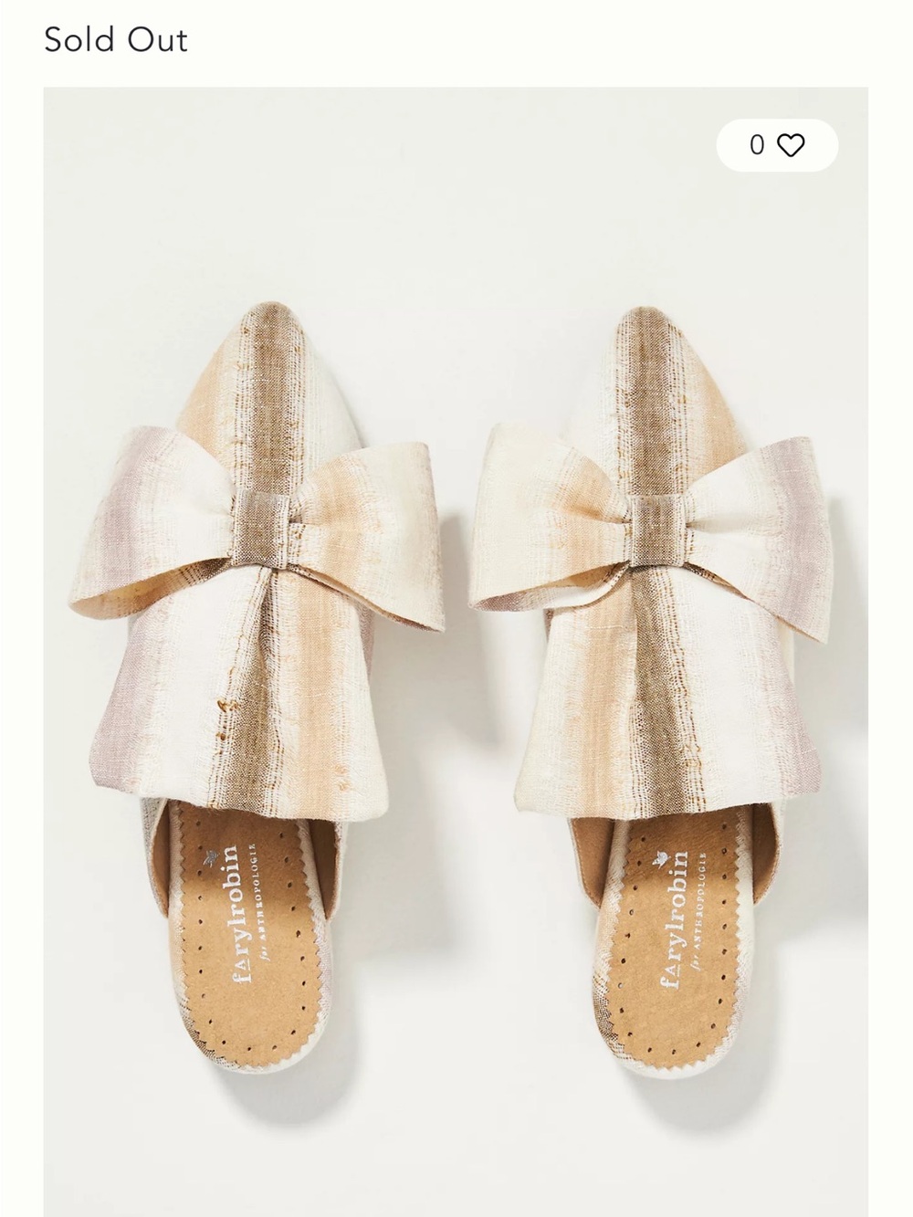 Farylrobin Striped Bow Slip-On Mules in Cream, Tan & Light Pink